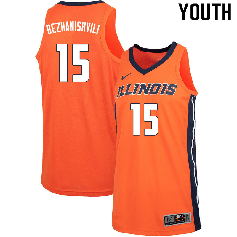 Youth #15 Giorgi Bezhanishvili Illinois Fighting Illini College Basketball Jerseys Sale-Orange